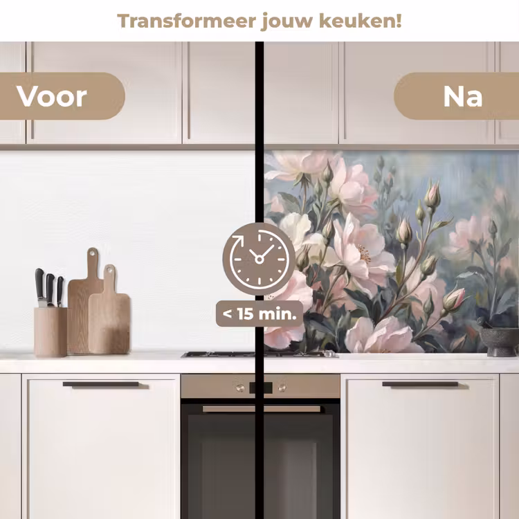 Keuken achterwand - Rozen - Illustratie - Roze — 2