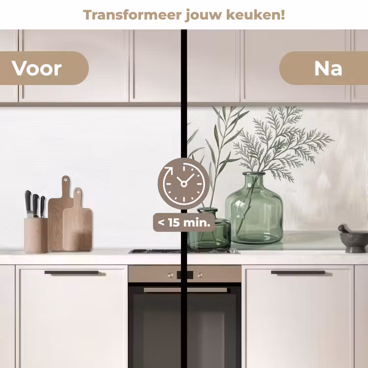 Keuken achterwand - Vazen - Bladeren - Groen — 2