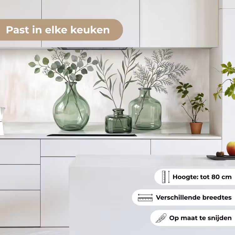 Keuken achterwand - Vazen - Bladeren - Groen — 4