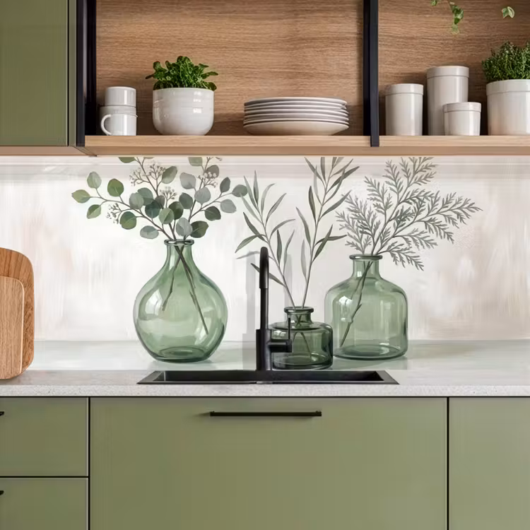 Keuken achterwand - Vazen - Bladeren - Groen — 5