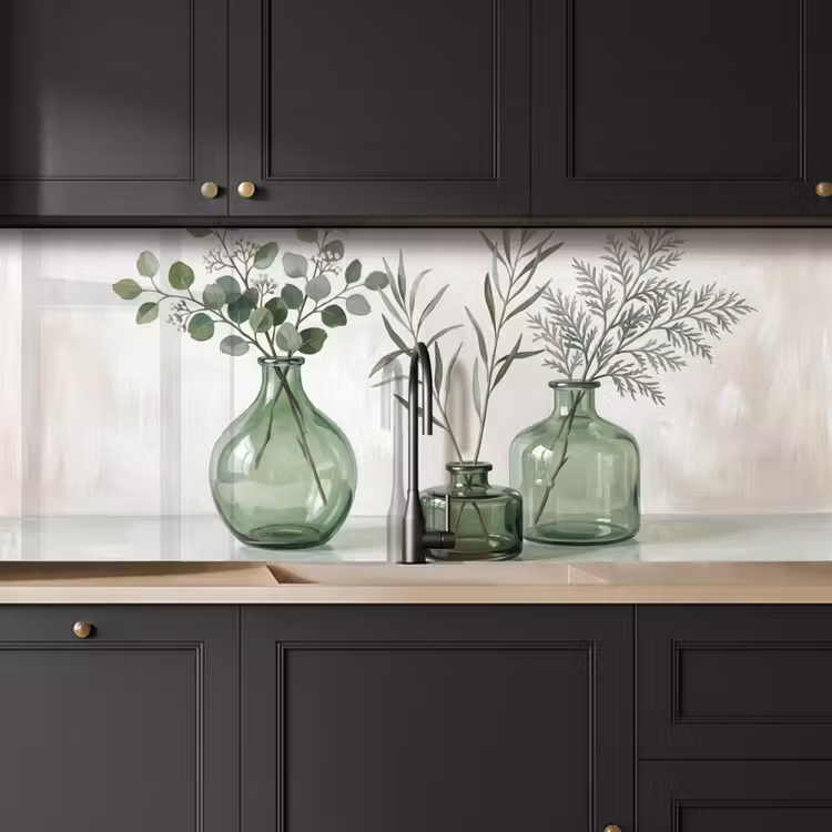 Keuken achterwand - Vazen - Bladeren - Groen — 6