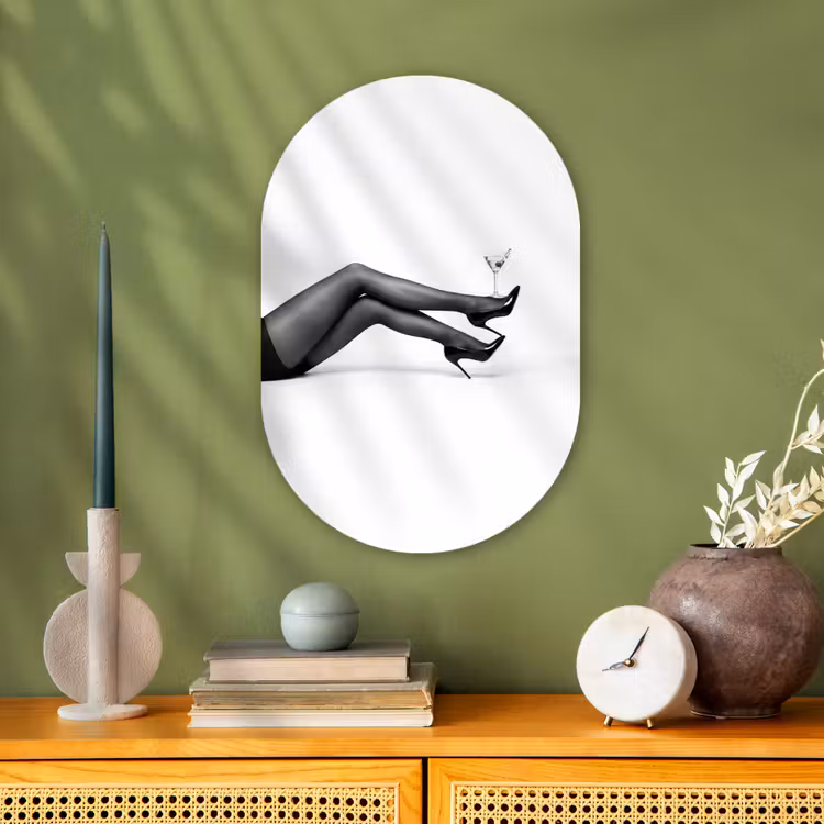 Muurovaal - Kunststof - Benen - Hakken - Glas - Zwart - Wit - Speels — 2