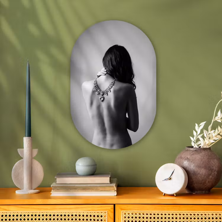 Muurovaal - Kunststof - Vrouw - Ketting - Fashion - Zwart - Wit — 2