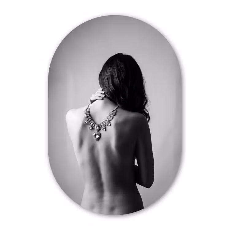 Muurovaal - Kunststof - Vrouw - Ketting - Fashion - Zwart - Wit — 3