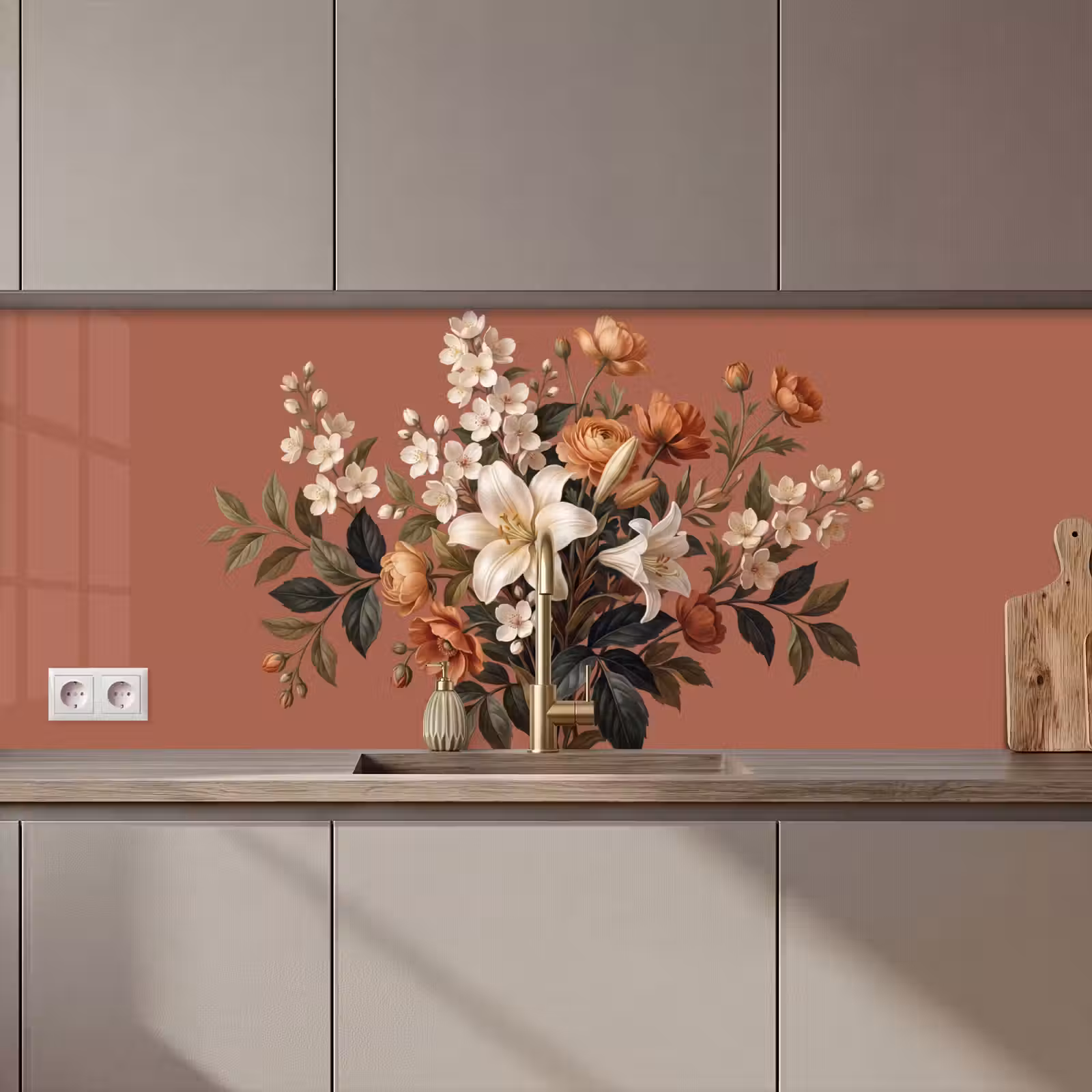 Keuken achterwand - Boeket - Retro - Kleurrijk — 1