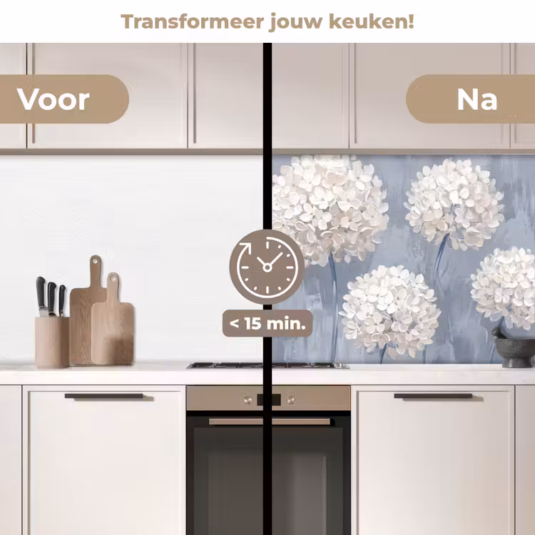 Keuken achterwand - Bloemen - Illustratie - Blauw — 2