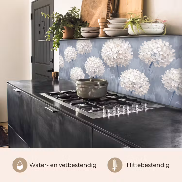 Keuken achterwand - Bloemen - Illustratie - Blauw — 3