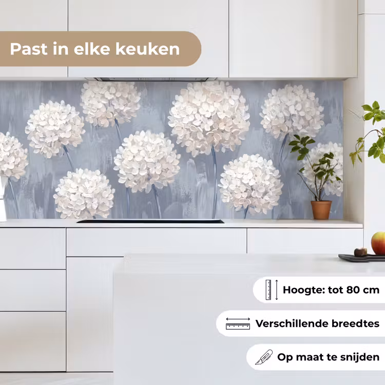 Keuken achterwand - Bloemen - Illustratie - Blauw — 4