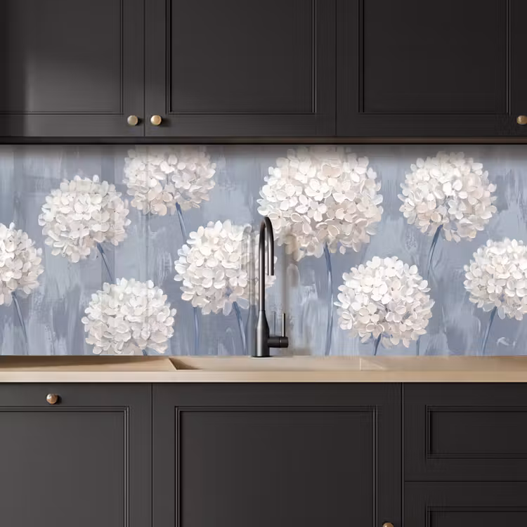 Keuken achterwand - Bloemen - Illustratie - Blauw — 6