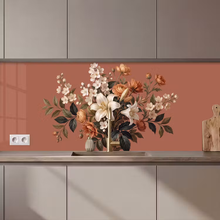 Keuken achterwand - Boeket - Retro - Kleurrijk — 1