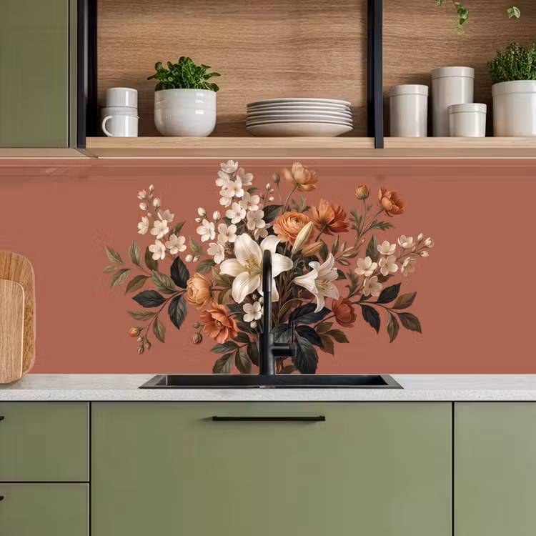 Keuken achterwand - Boeket - Retro - Kleurrijk — 5