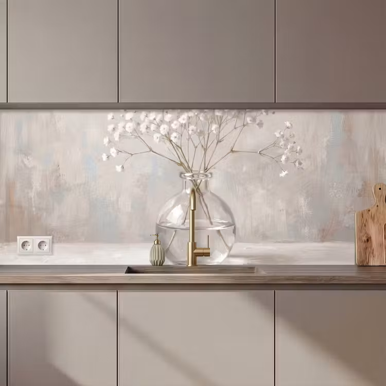 Keuken achterwand - Gipskruid - Vaas - Wit — 1