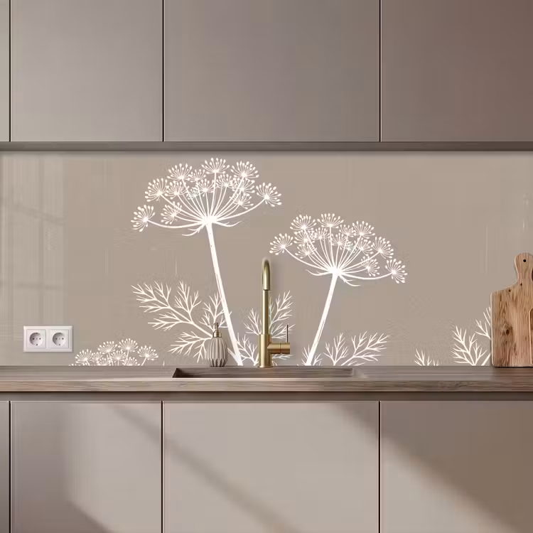 Keuken achterwand - Grafisch - Fluitenkruid - Taupe — 1