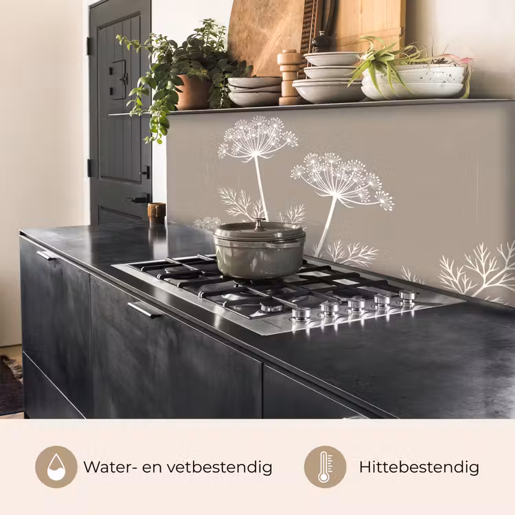 Keuken achterwand - Grafisch - Fluitenkruid - Taupe — 3