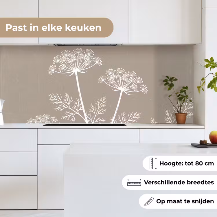 Keuken achterwand - Grafisch - Fluitenkruid - Taupe — 4