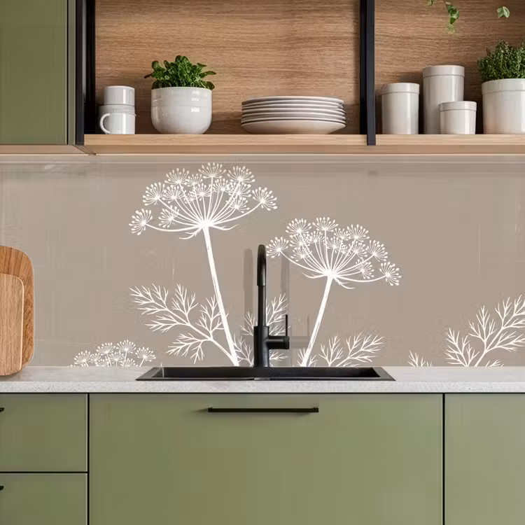 Keuken achterwand - Grafisch - Fluitenkruid - Taupe — 5