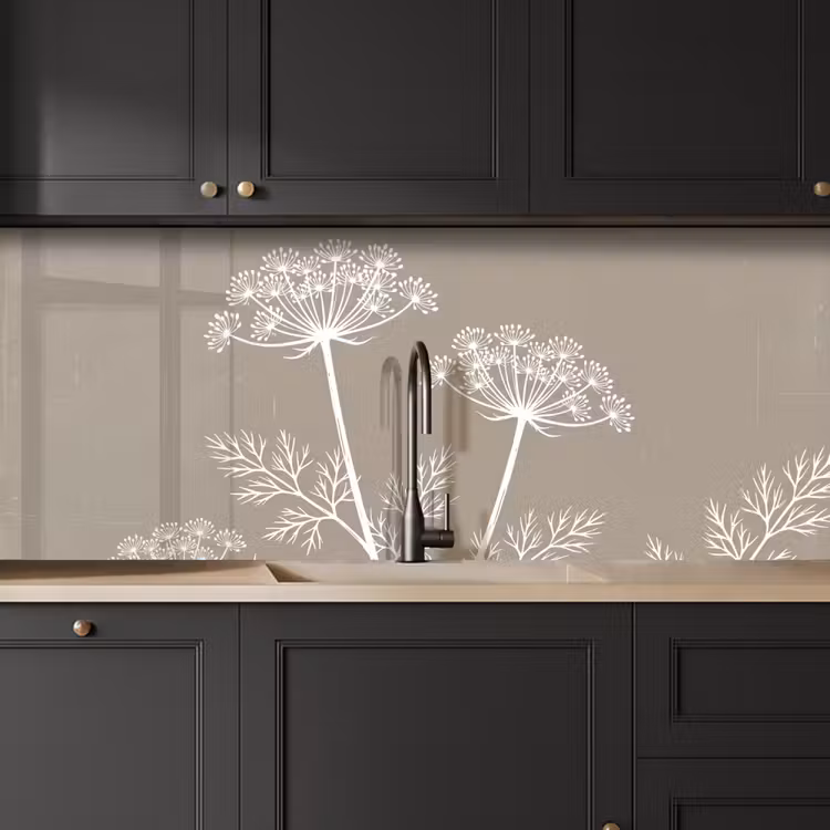 Keuken achterwand - Grafisch - Fluitenkruid - Taupe — 6