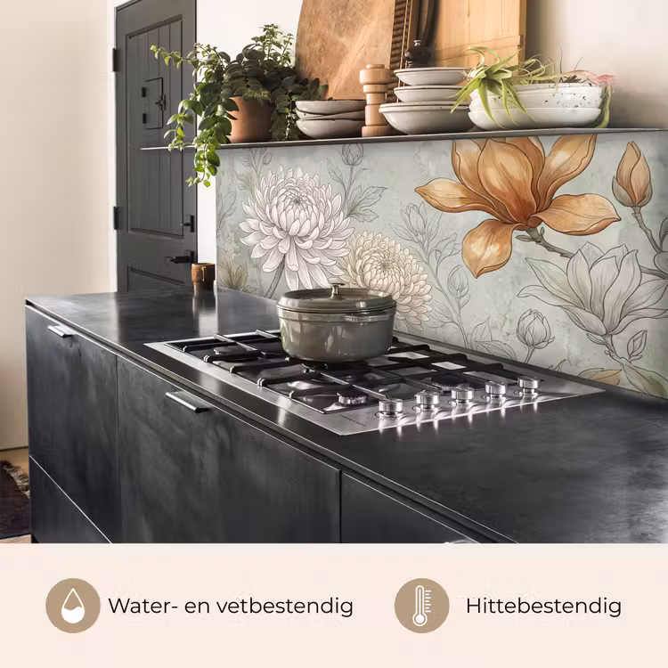 Keuken achterwand - Illustratie - Bloemen - Groen — 3