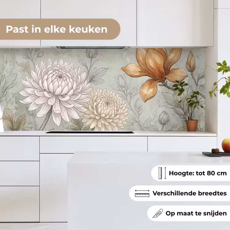 Keuken achterwand - Illustratie - Bloemen - Groen — 4