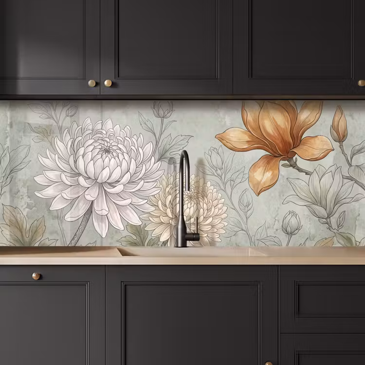 Keuken achterwand - Illustratie - Bloemen - Groen — 6