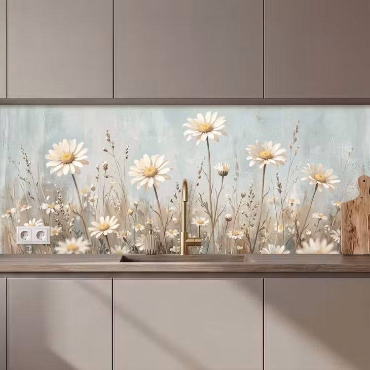Keuken achterwand - Madelief - Illustratie - Wit — 1