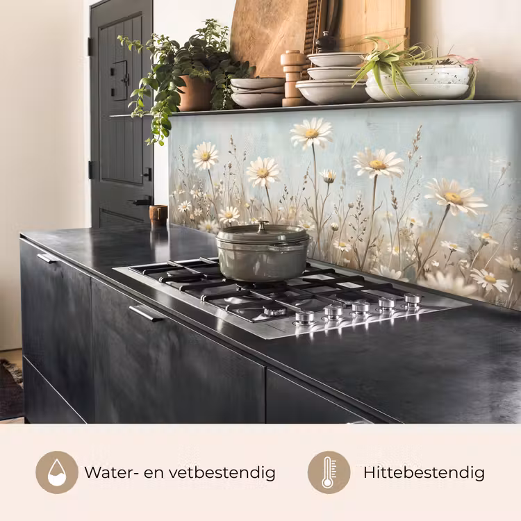 Keuken achterwand - Madelief - Illustratie - Wit — 3