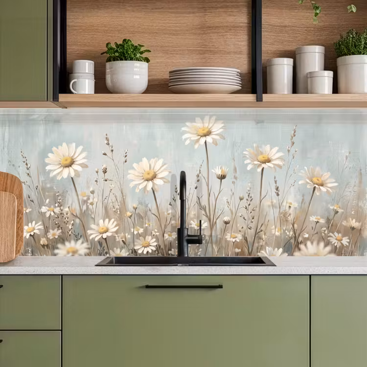 Keuken achterwand - Madelief - Illustratie - Wit — 5