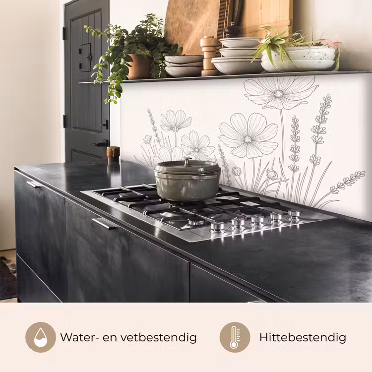 Keuken achterwand - Minimalistisch - Modern - Bloemen - Beige — 3