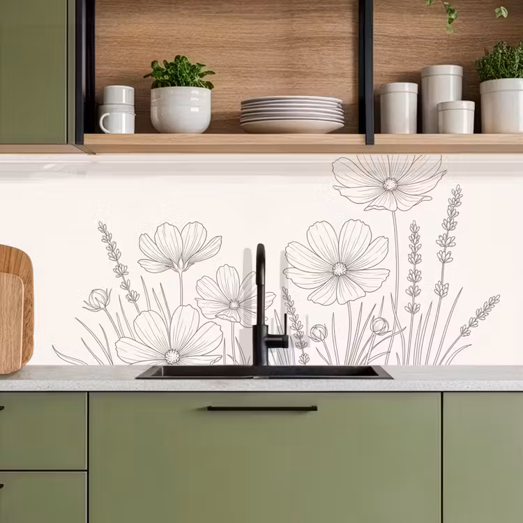 Keuken achterwand - Minimalistisch - Modern - Bloemen - Beige — 5