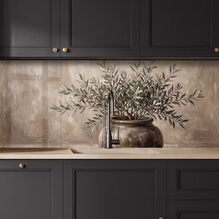 Keuken achterwand - Olijfplant - Aardenpot - Abstract - Beige — 6