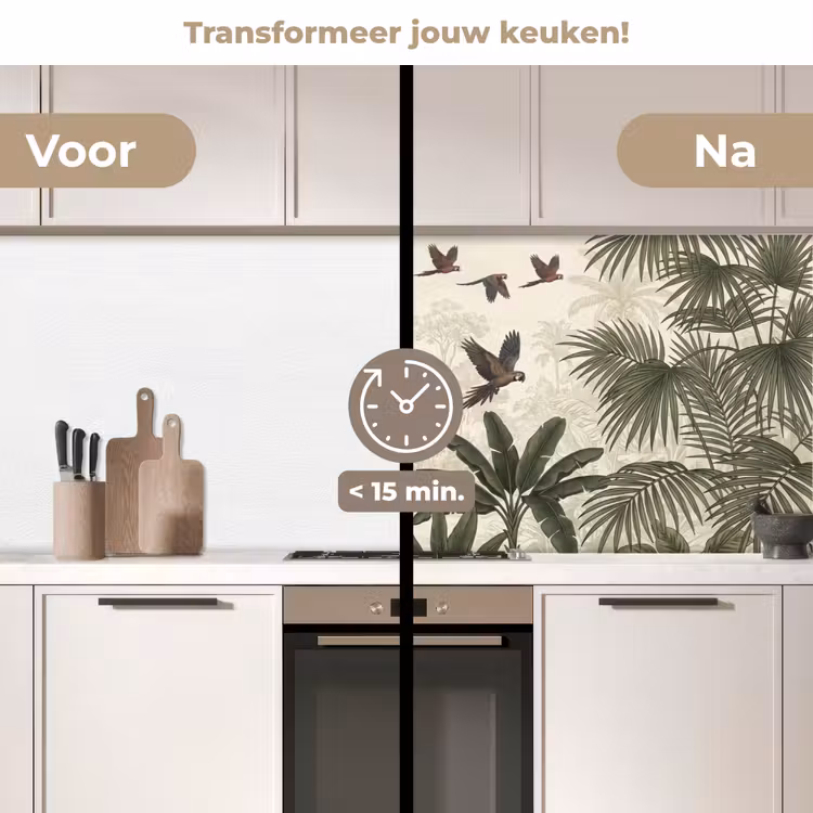 Keuken achterwand - Papagaaien - Jungle - Tropisch - Green — 2