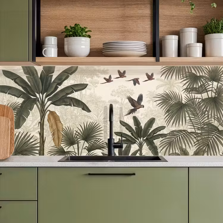 Keuken achterwand - Papagaaien - Jungle - Tropisch - Green — 5