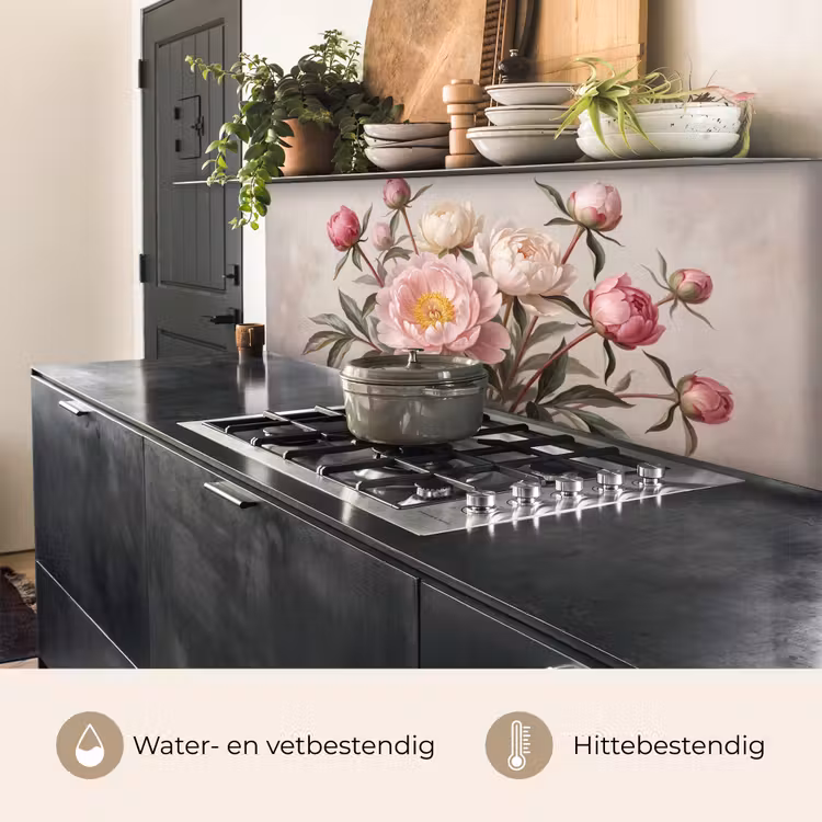 Keuken achterwand - Pioenrozen - Boeket - Roze — 3