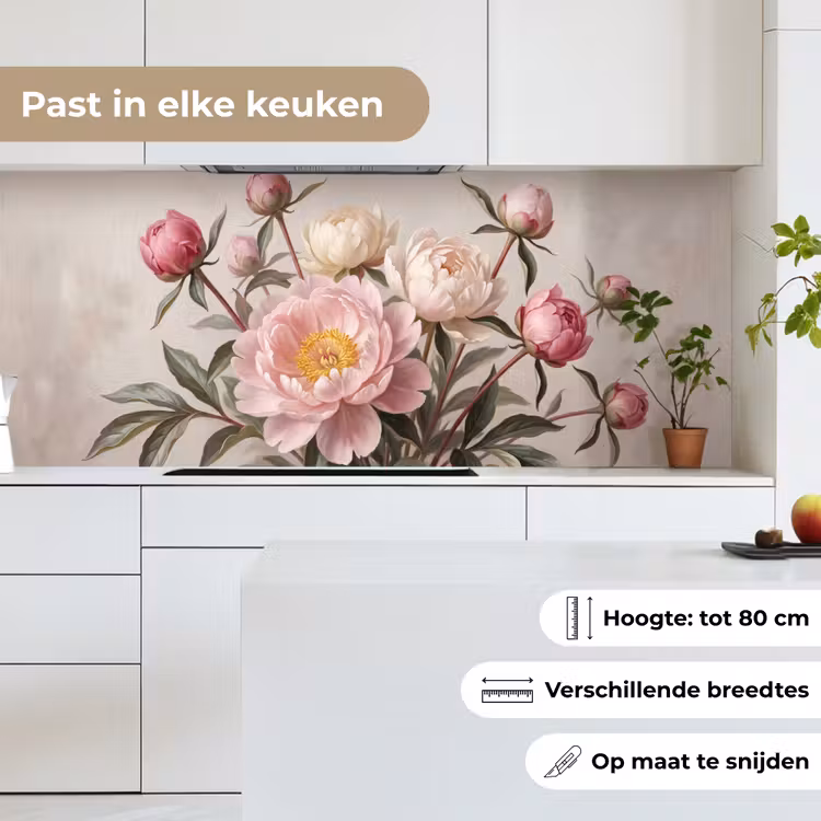 Keuken achterwand - Pioenrozen - Boeket - Roze — 4
