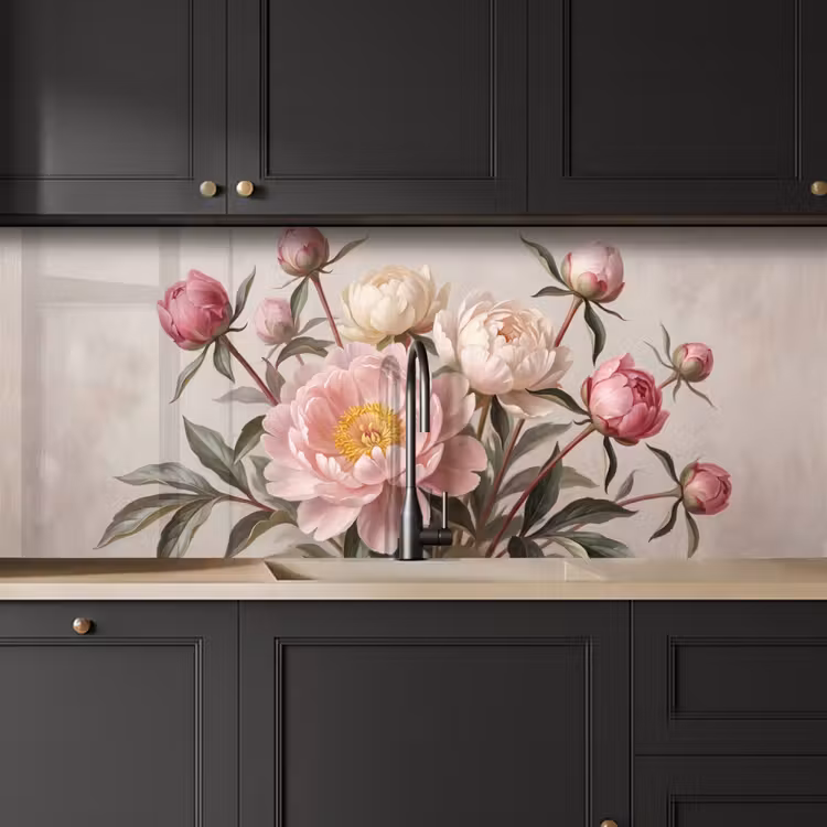 Keuken achterwand - Pioenrozen - Boeket - Roze — 6