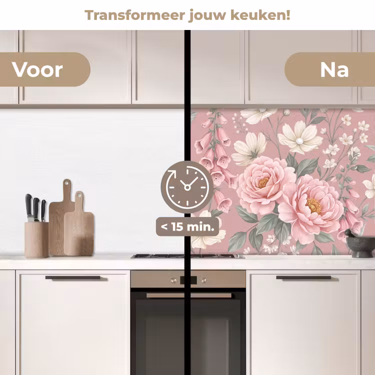 Keuken achterwand - Pioenrozen - Vingerhoedskruid - Pink — 2