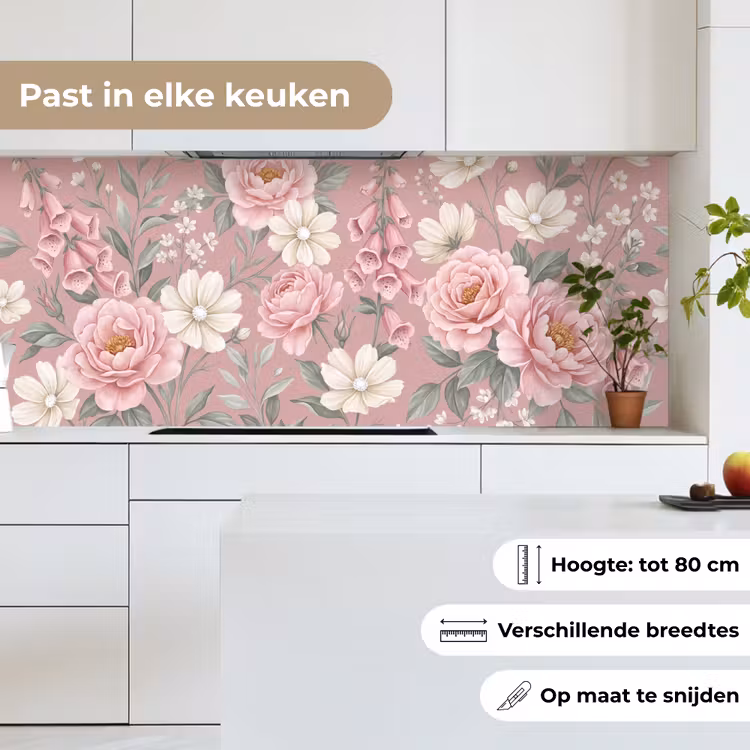 Keuken achterwand - Pioenrozen - Vingerhoedskruid - Pink — 4