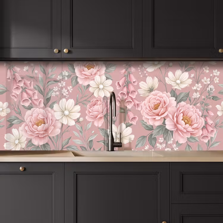 Keuken achterwand - Pioenrozen - Vingerhoedskruid - Pink — 6