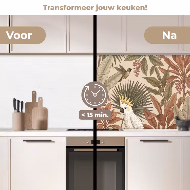 Keuken achterwand - Tropisch - Vogels - Beige — 2