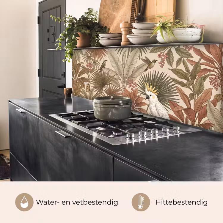 Keuken achterwand - Tropisch - Vogels - Beige — 3
