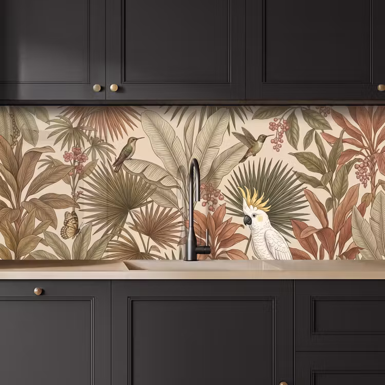 Keuken achterwand - Tropisch - Vogels - Beige — 6