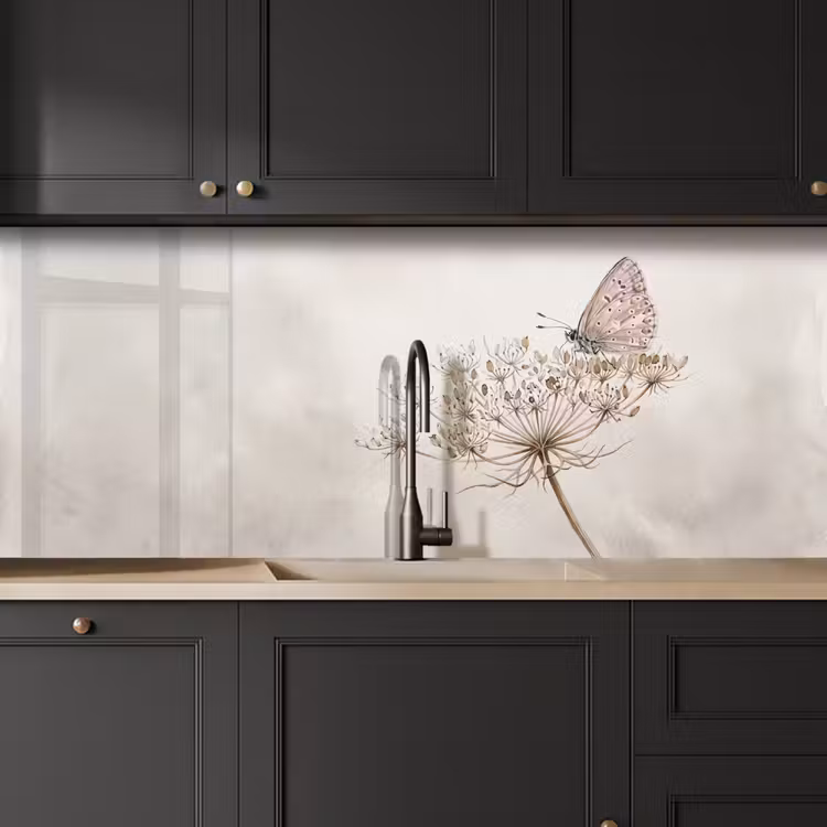 Keuken achterwand - Vlinder - Bloem -Natuur - Beige — 6