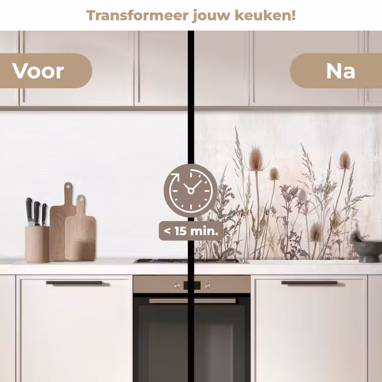 Keuken achterwand - Weidebloemen - Design - Sepia — 2
