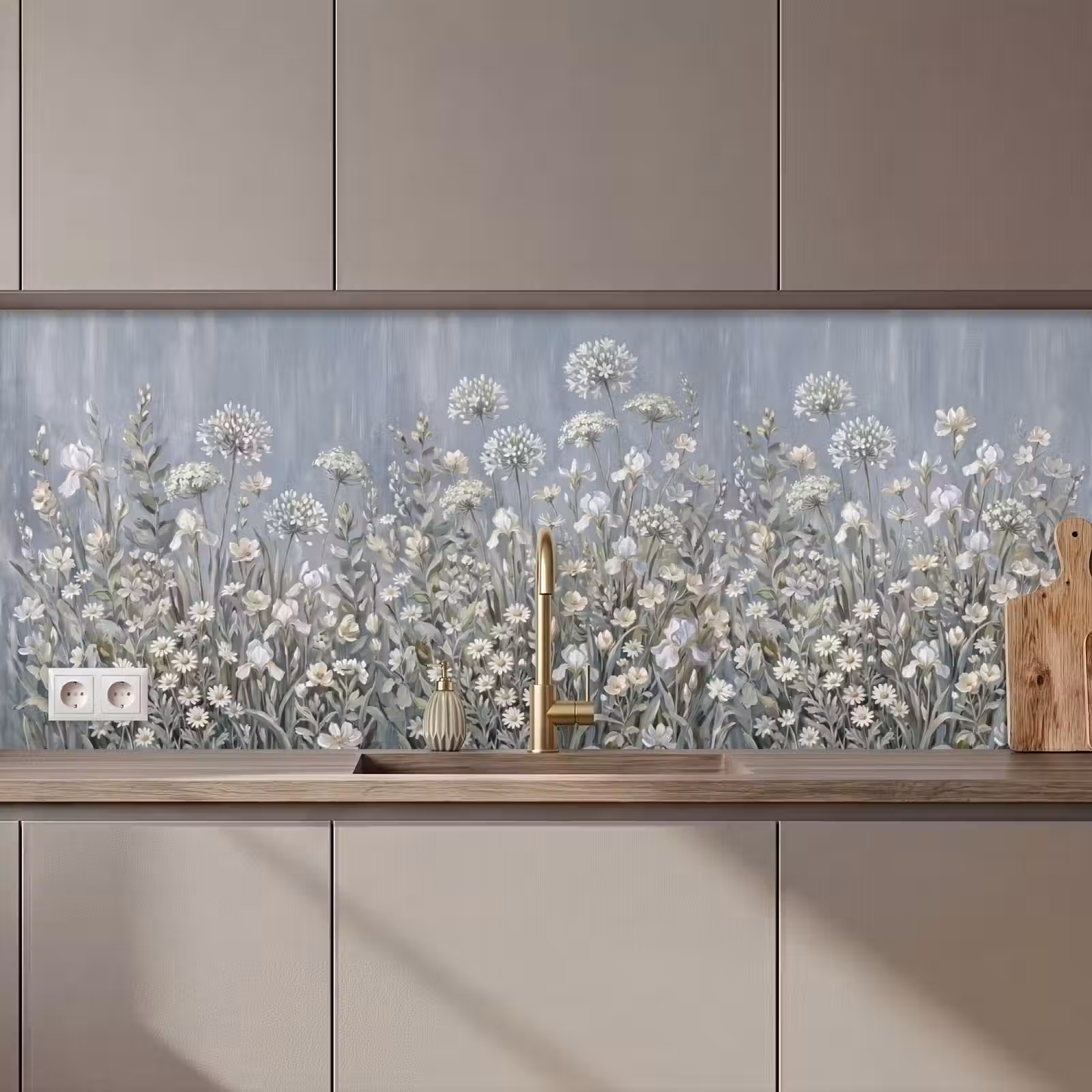 Keuken achterwand - Bloemen - Botanisch - Blauw — 1