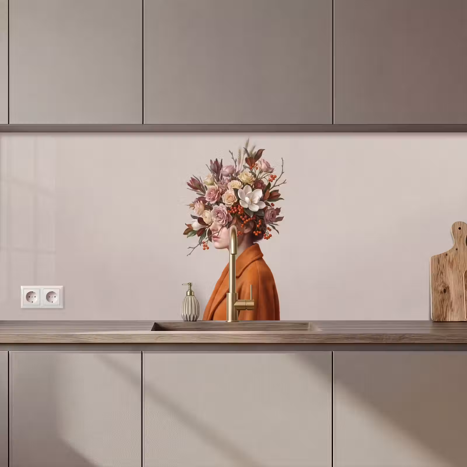 Keuken achterwand - Gezicht - Boeket - Kleurrijk — 1