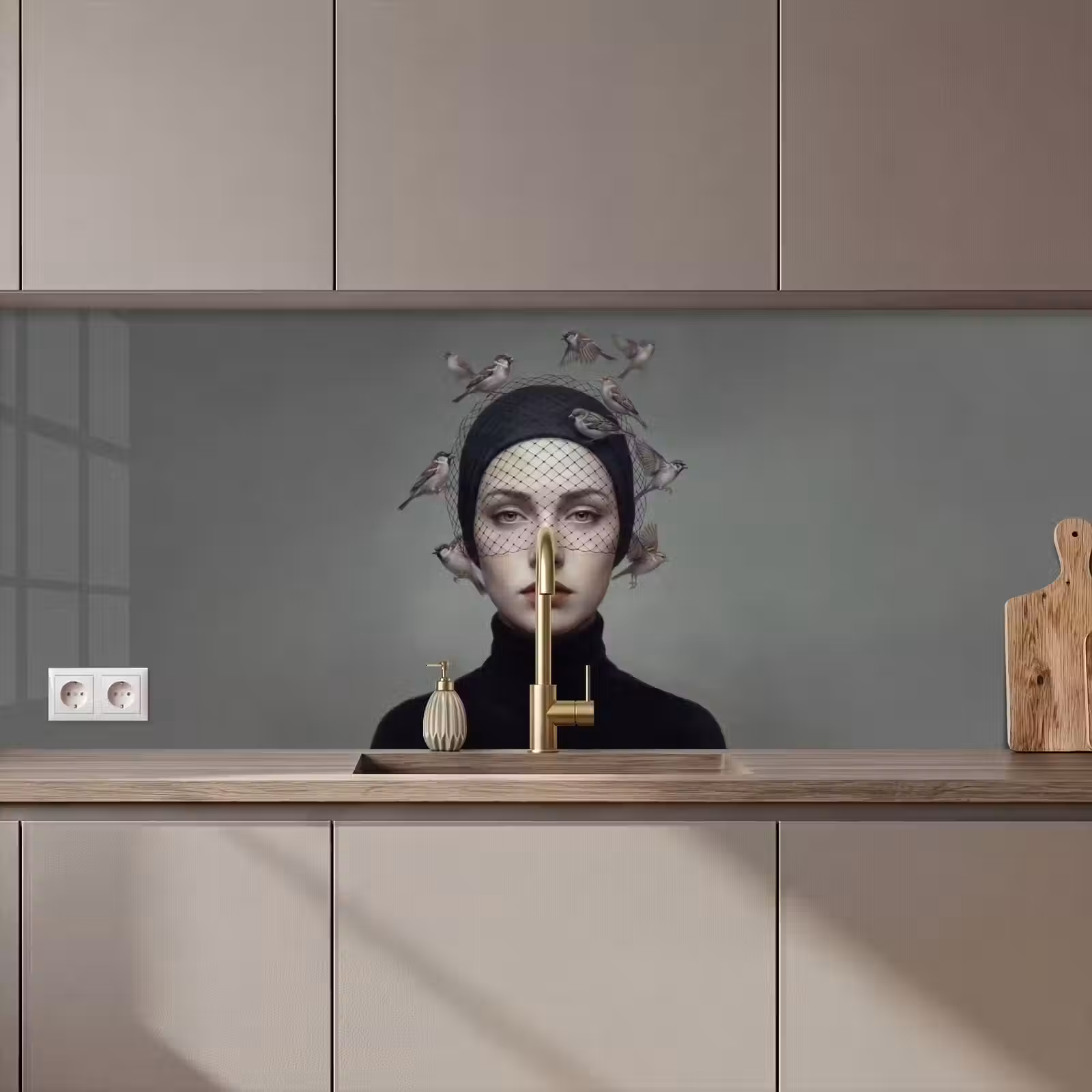 Keuken achterwand - Portret - Vogels - Zwart — 1