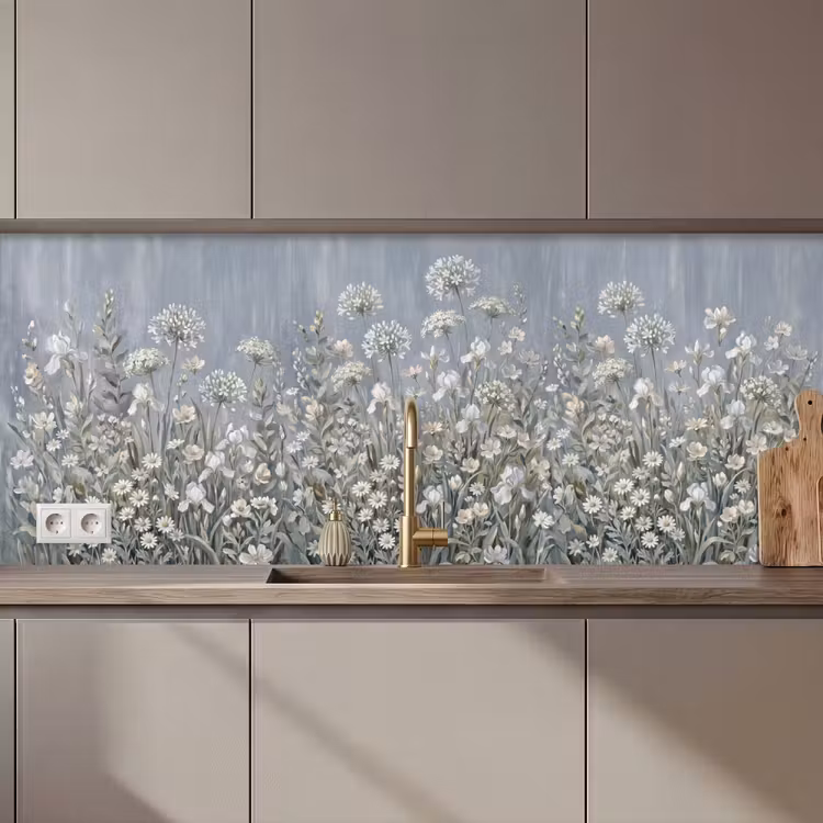 Keuken achterwand - Bloemen - Botanisch - Blauw — 1