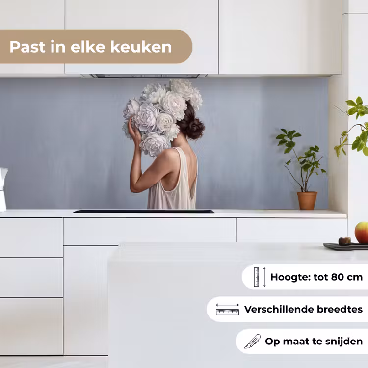 Keuken achterwand - Bloemen - Vrouw - Wit — 4
