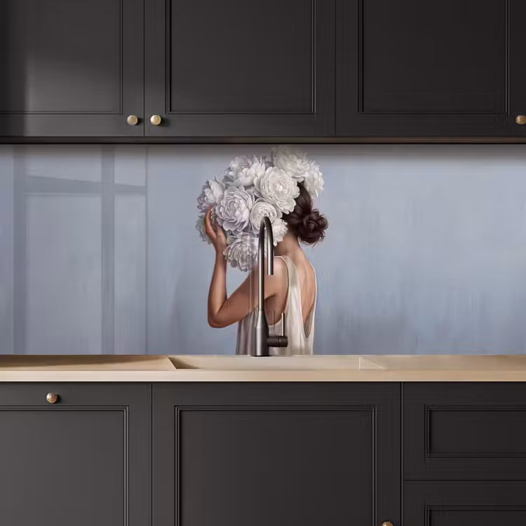 Keuken achterwand - Bloemen - Vrouw - Wit — 6