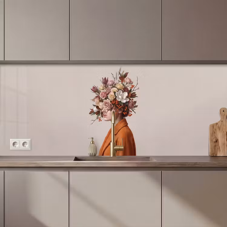 Keuken achterwand - Gezicht - Boeket - Kleurrijk — 1